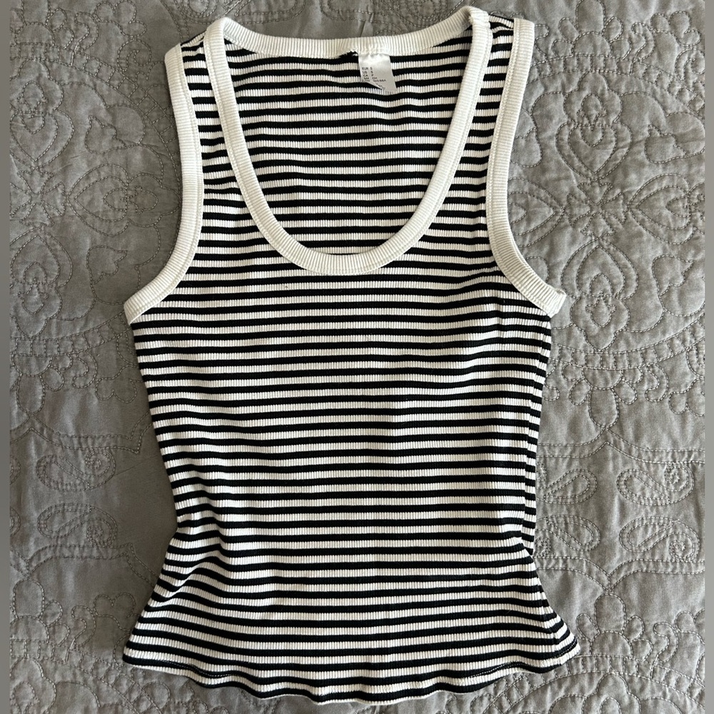 Striped Black and White Women's Tank Top